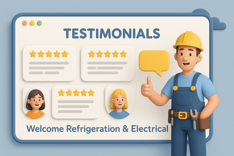 Smiling clients sharing their positive experiences with Welcome Refrigeration & Electricals
